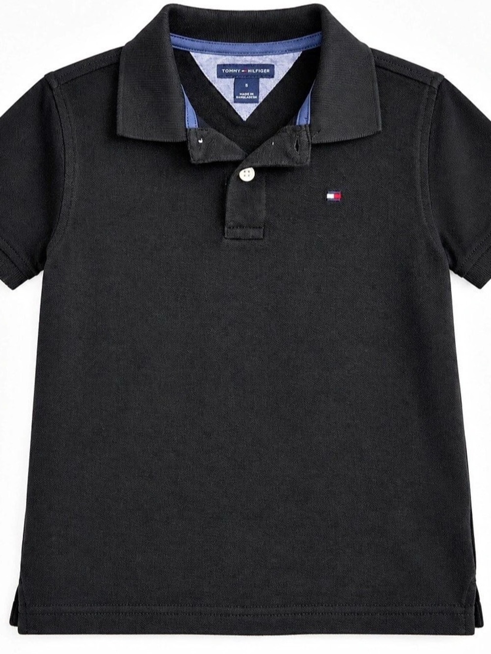 Tommy Hilfiger Boys Classic Pique Polo Shirt Boys Size 5 Black Polo Like New